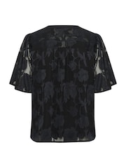 Cream CRYana V-Neck Short Sleeve Black Blouse - Image 6 of 6