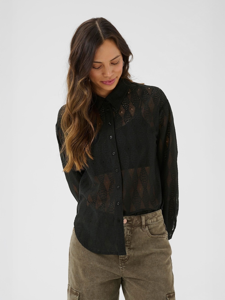 Cream CRBillie Chiffon Long Sleeve Black Shirt - Image 1 of 6 Cream CRBillie Chiffon Long Sleeve Black Shirt - Image 1 of 6