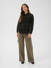 Cream CRBillie Chiffon Long Sleeve Black Shirt - Image 3 of 6