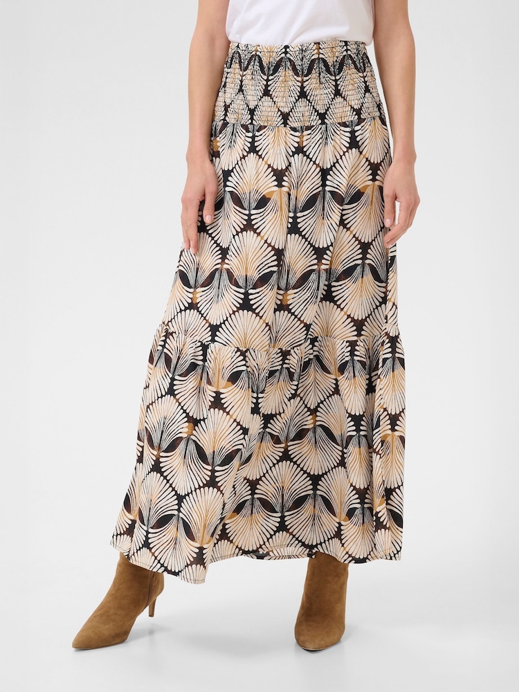 Cream CRTiah Patterned A-Line Maxi Black Skirt - Image 1 of 5
