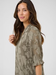 Cream CRYana V-Neck Knee Length Brown Dress - Image 4 of 6
