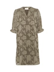 Cream CRYana V-Neck Knee Length Brown Dress - Image 5 of 6
