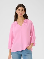 CRVenta V-Neck 3/4 Sleeve Pink Blouse - Image 1 of 4