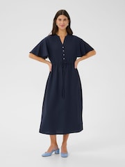 Cream Blue CRLori Short Sleeve V-Neck Midi Dress - Image 1 of 6