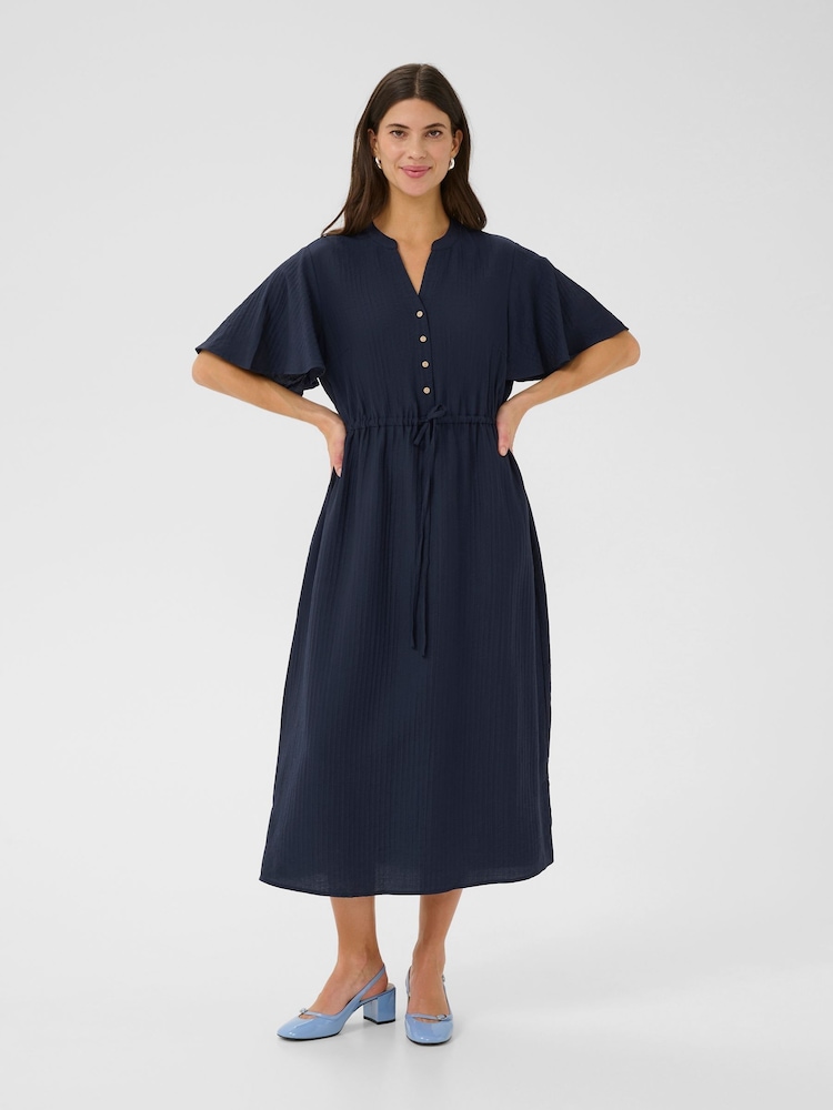 Cream Blue CRLori Short Sleeve V-Neck Midi Dress - Image 1 of 6 Cream Blue CRLori Short Sleeve V-Neck Midi Dress - Image 1 of 6