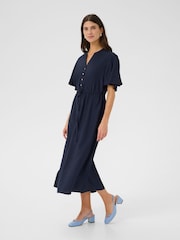 Cream Blue CRLori Short Sleeve V-Neck Midi Dress - Image 2 of 6