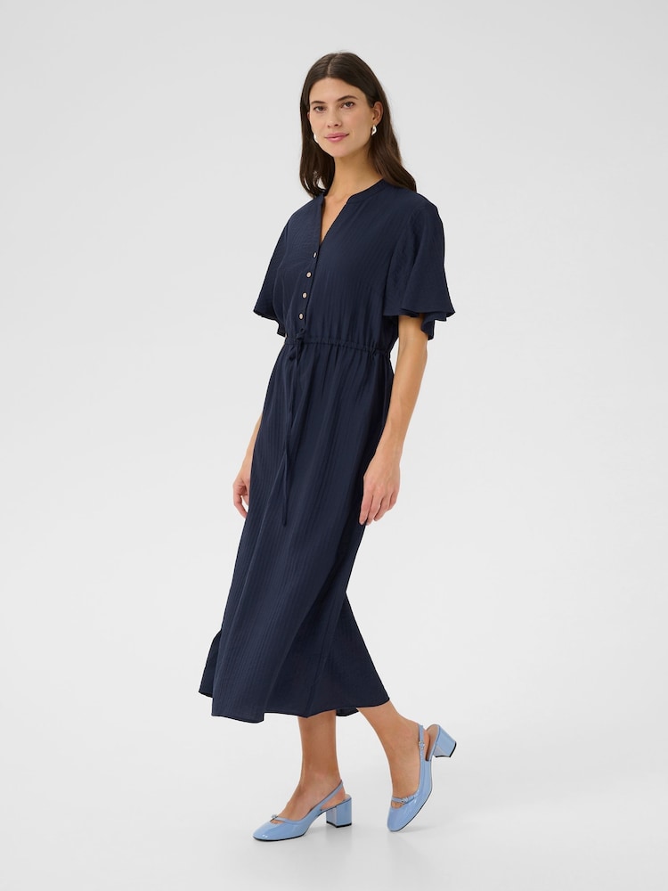 Cream Blue CRLori Short Sleeve V-Neck Midi Dress - Image 2 of 6