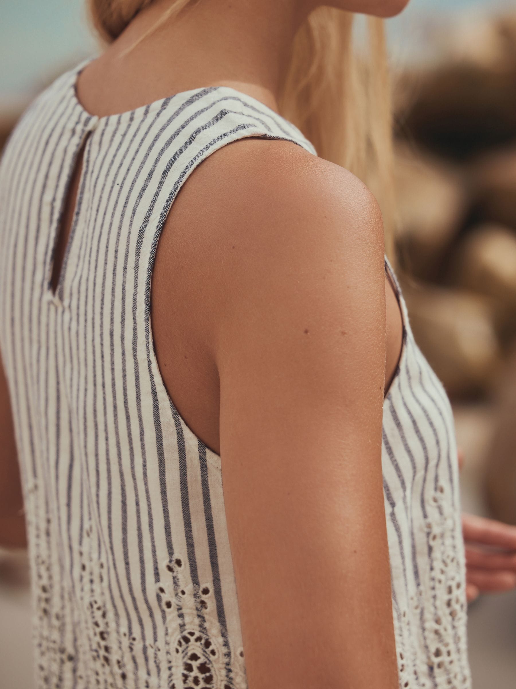 Buy Blue/White Stripe Broderie Shell Top from Next Canada