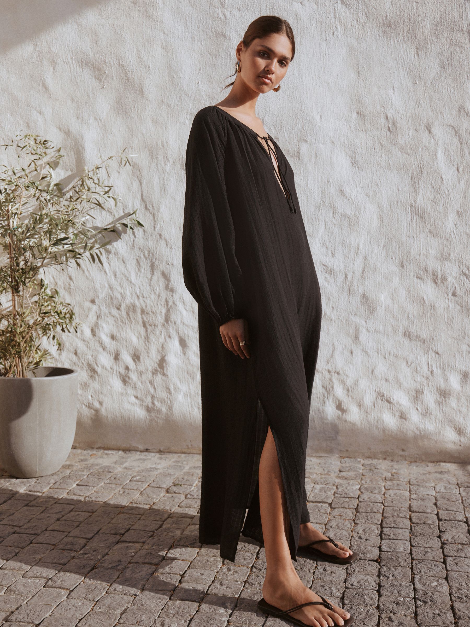 Buy Black Long Sleeve Maxi Kaftan from Next USA
