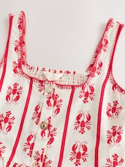 Red/White Peplum Square Neck Top - Image 2 of 4