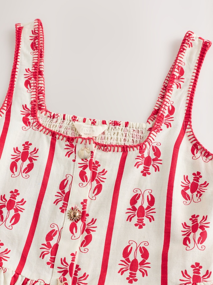 Red/White Peplum Square Neck Top - Image 2 of 4