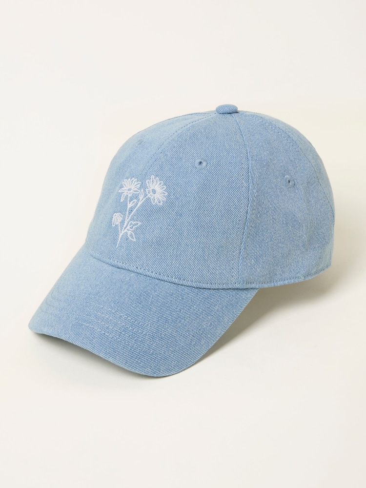FatFace Denim Embroidered Daisy Cap - Image 2 of 3 FatFace Denim Embroidered Daisy Cap - Image 2 of 3