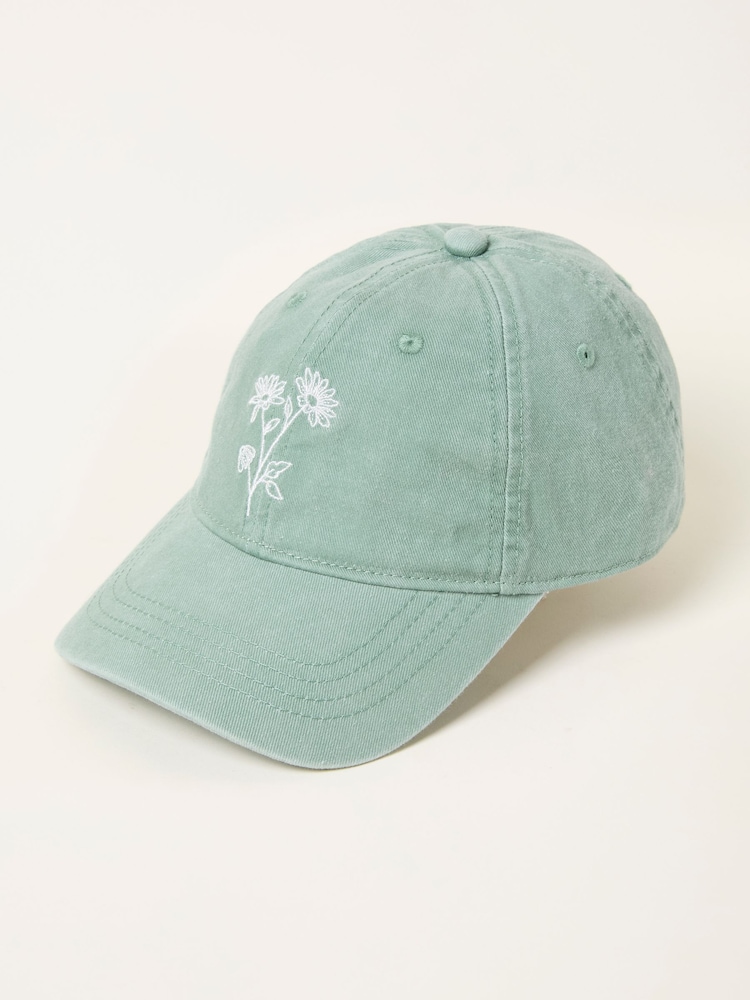 FatFace Green Embroidered Daisy Cap - Image 1 of 2 FatFace Green Embroidered Daisy Cap - Image 1 of 2