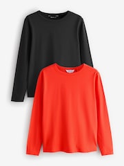 Red/Black Basic Long Sleeve T-Shirts 2 Pack - Image 1 of 3