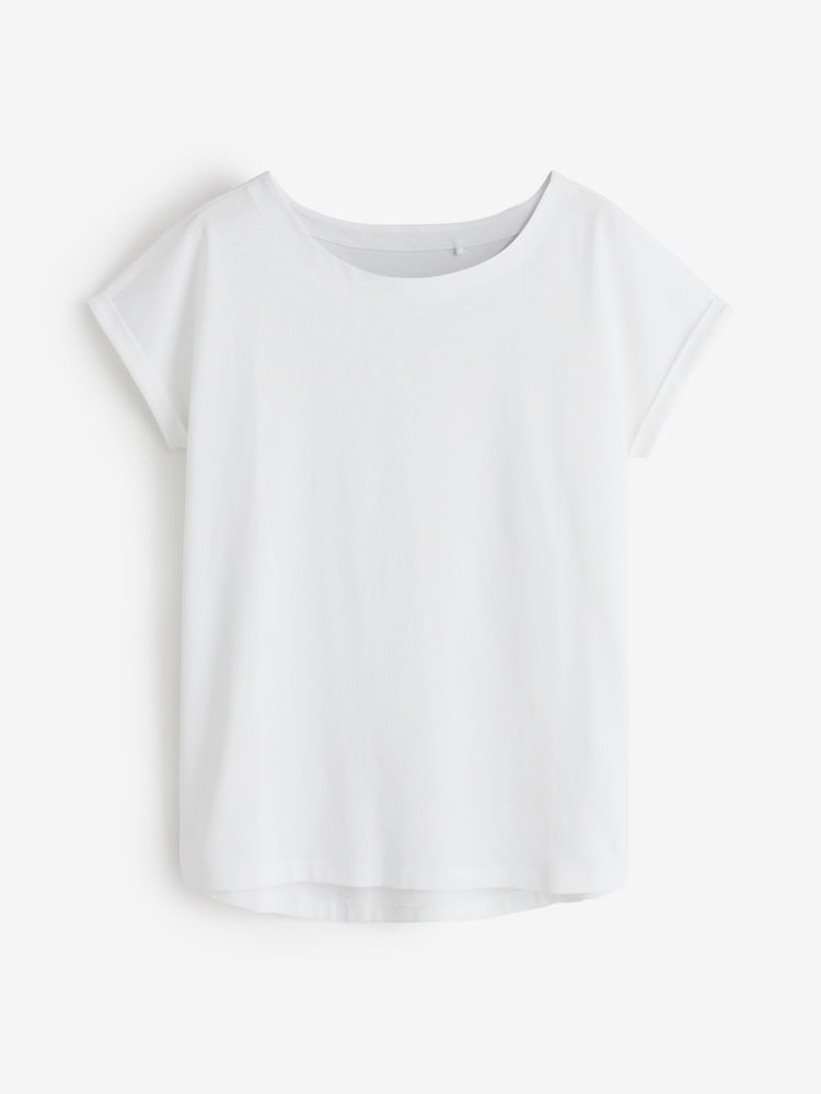 White Basic Round Neck Short Sleeve T-Shirt - Image 1 of 1