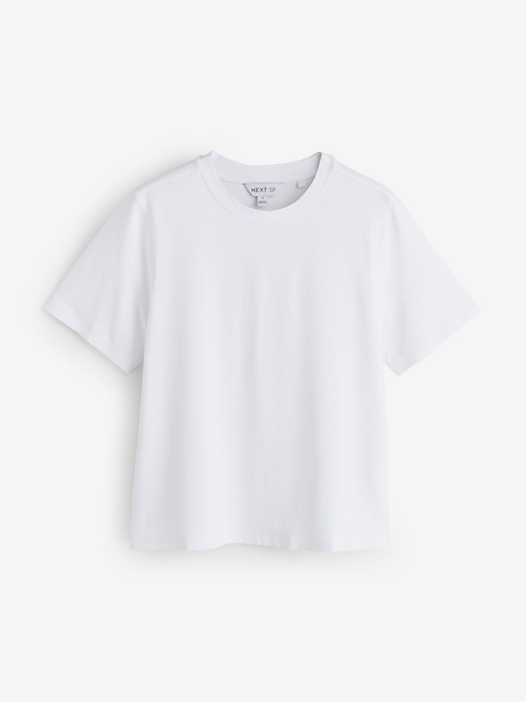 White Basic Round Neck Short Sleeve T-Shirt - Image 1 of 1