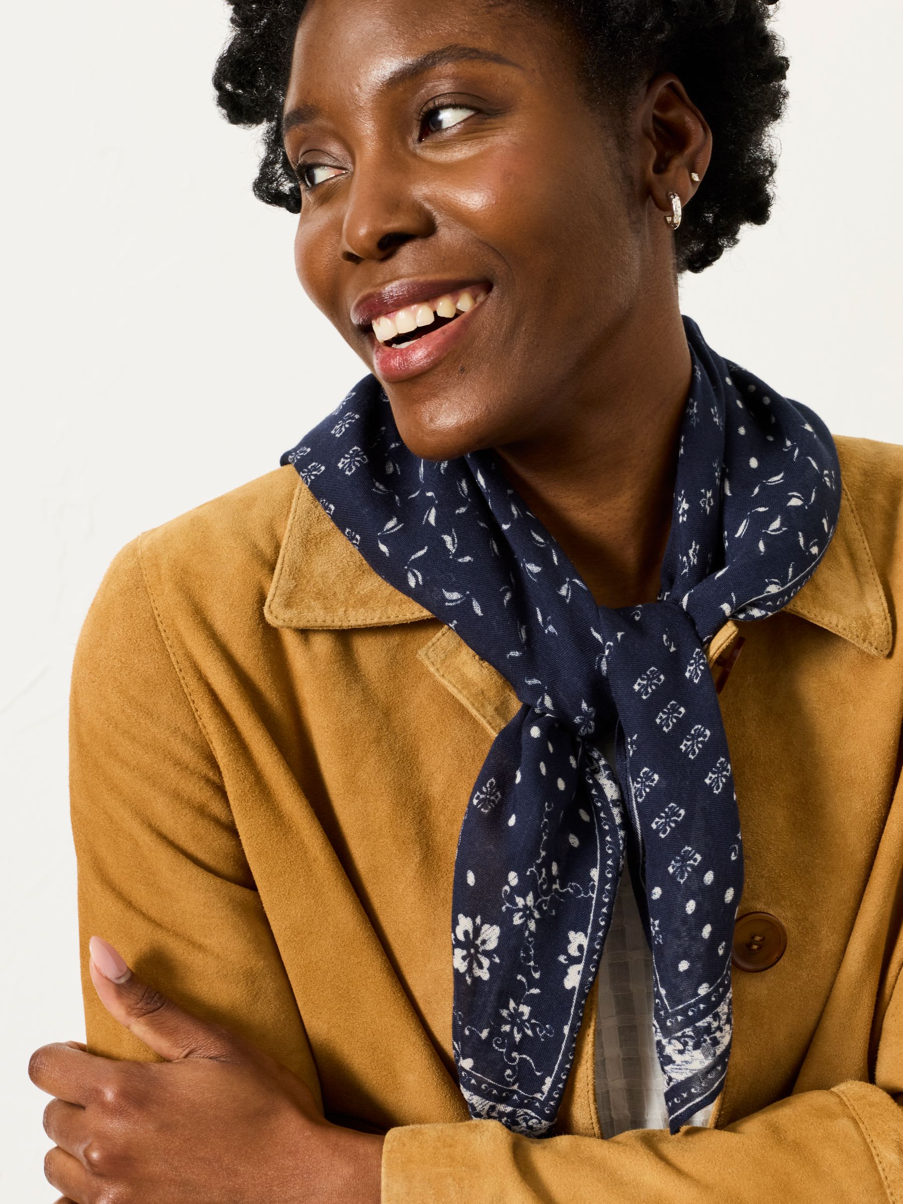 Fat Face Women's Hair Scarf - Navy - Viscose