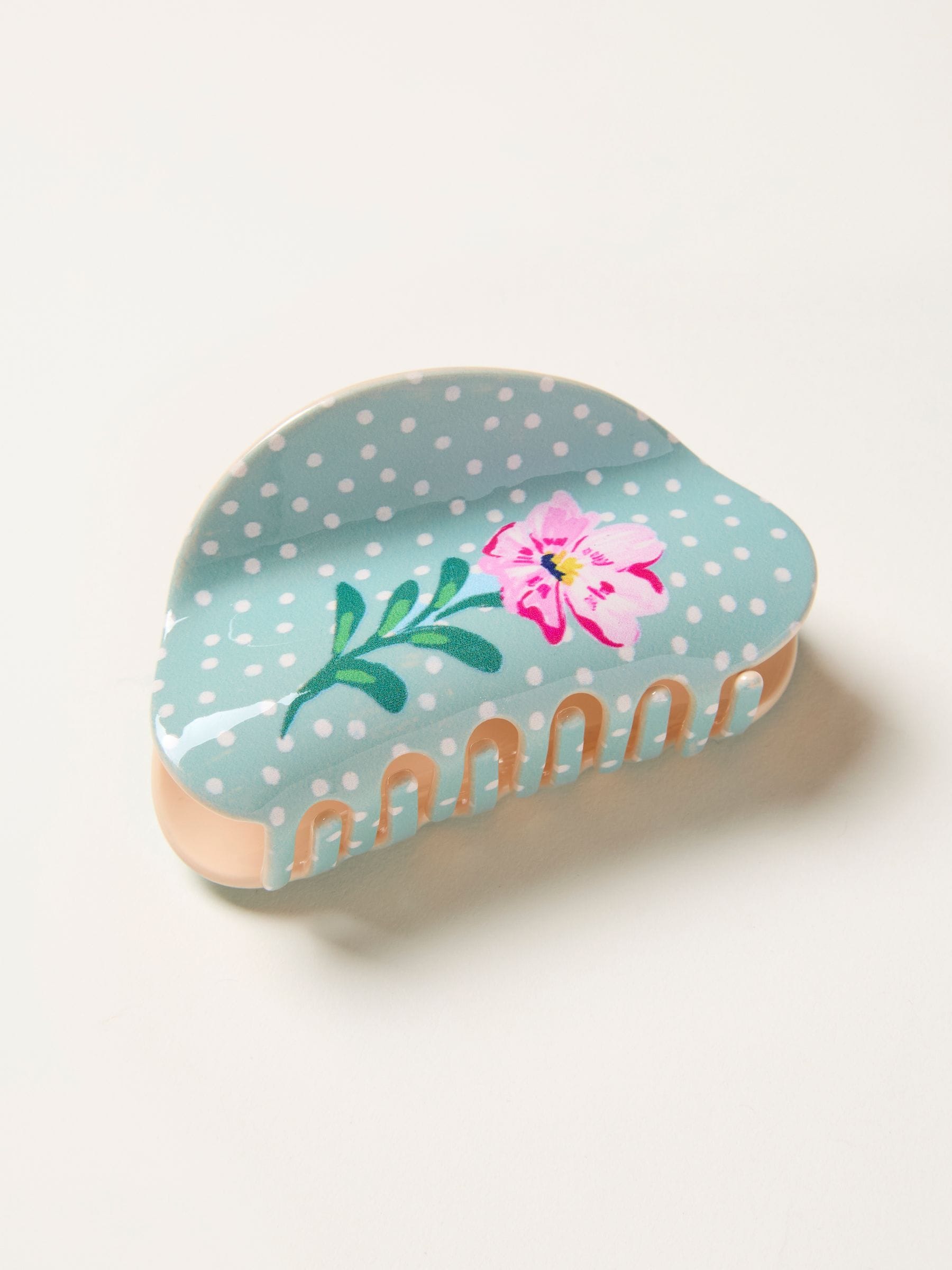 Fat Face - Hair Claw Clip - Polka Dot Flower - Blue - ONE