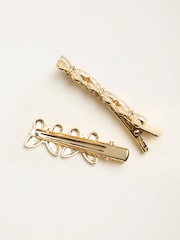 FatFace Gold Tone 2 Pack Butterfly Hair Slides - Image 2 of 2