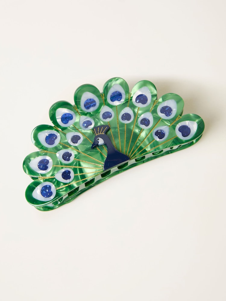 FatFace Navy Blue Peacock Claw Clip - Image 1 of 2