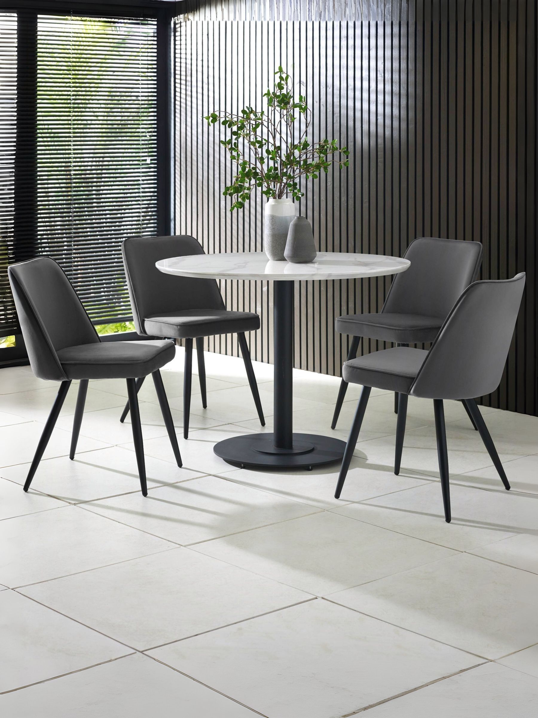 Julian Bowen Luca 4 Seater Round Dining Table White Marble-Effect - Image 5