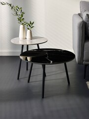 Julian Bowen Grey Black Casper Set of Side Tables - Image 1 of 4
