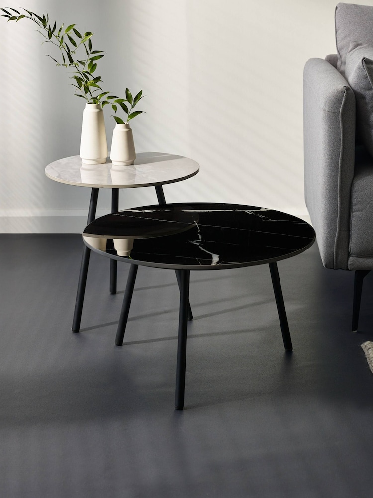 Julian Bowen Grey Black Casper Set of Side Tables - Image 1 of 4