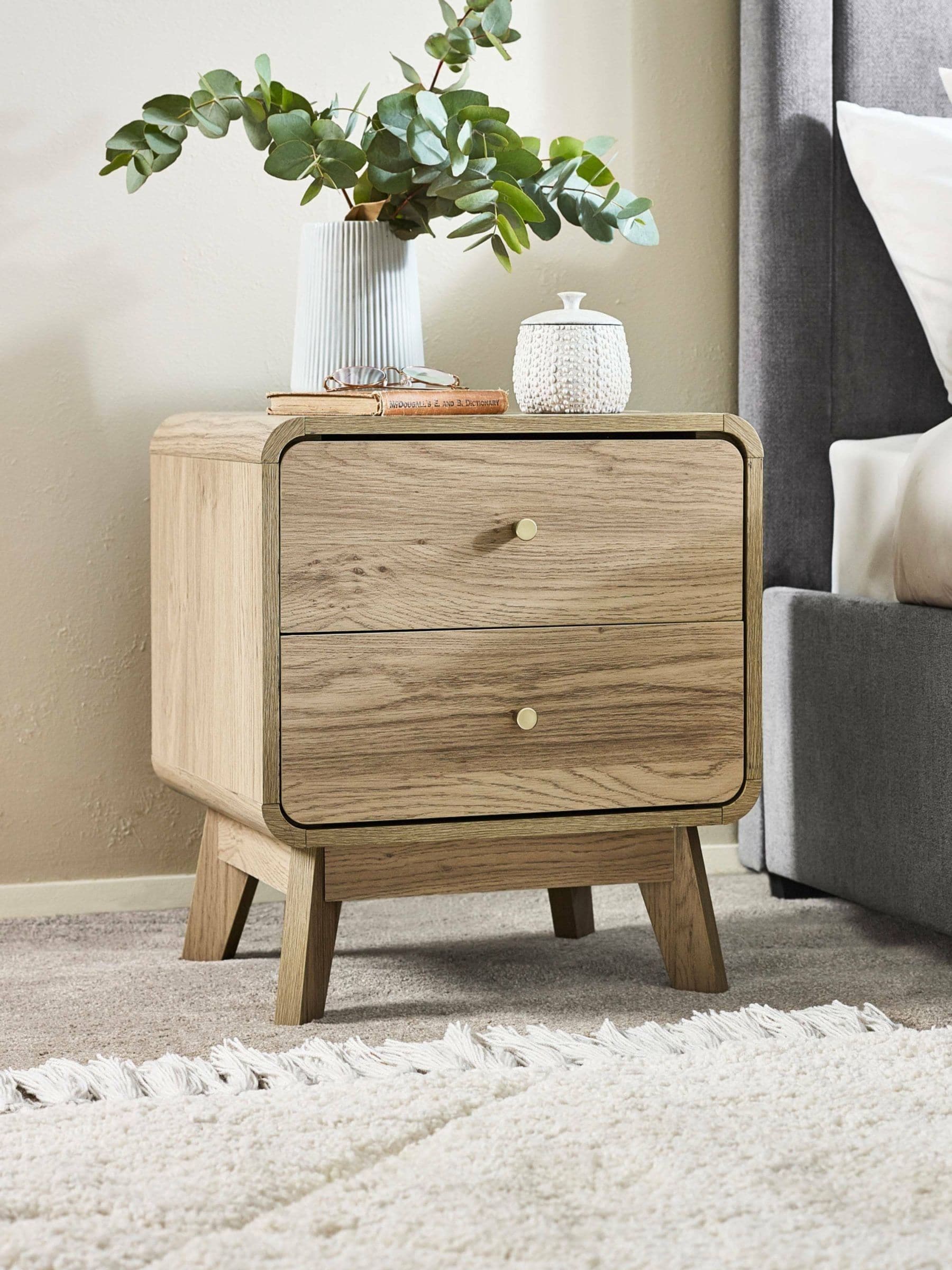 Julian Bowen Unisex Oak Effect Ingrid 2 Drawer Bedside Table - Image 6