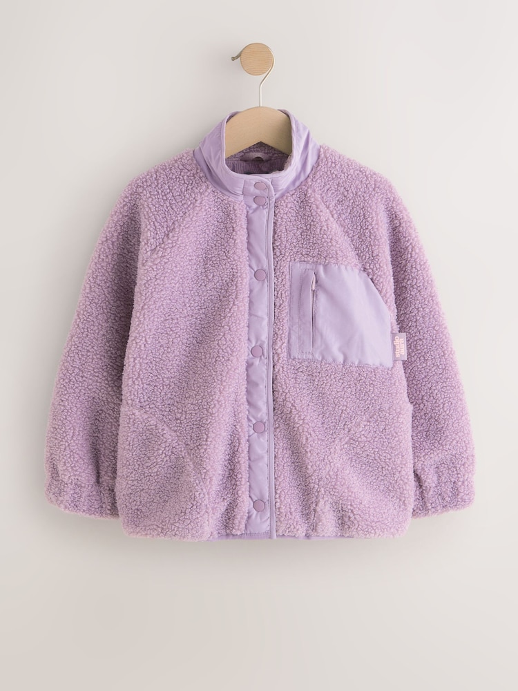 بنفسجي فاتح - Button Up Fleece Jacket (3-16yrs) - صورة 1 من 5 بنفسجي فاتح - Button Up Fleece Jacket (3-16yrs) - صورة 1 من 5