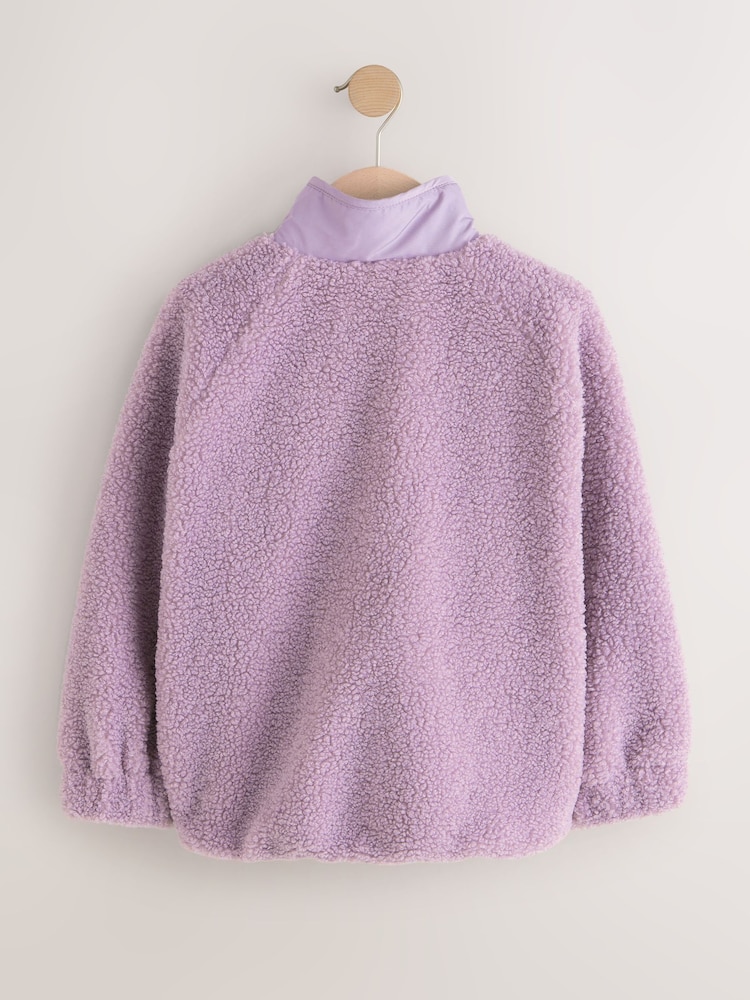بنفسجي فاتح - Button Up Fleece Jacket (3-16yrs) - صورة 2 من 5 بنفسجي فاتح - Button Up Fleece Jacket (3-16yrs) - صورة 2 من 5