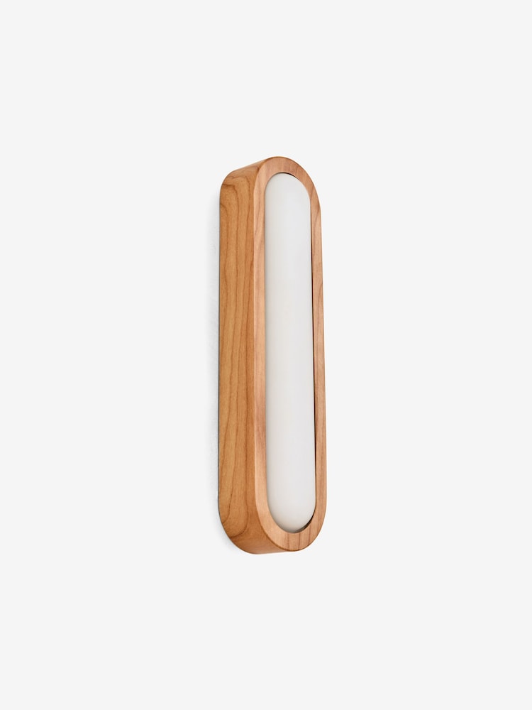 MADE.COM Wood Effect Nura Flush Bathroom Wall Light - Image 1 of 2