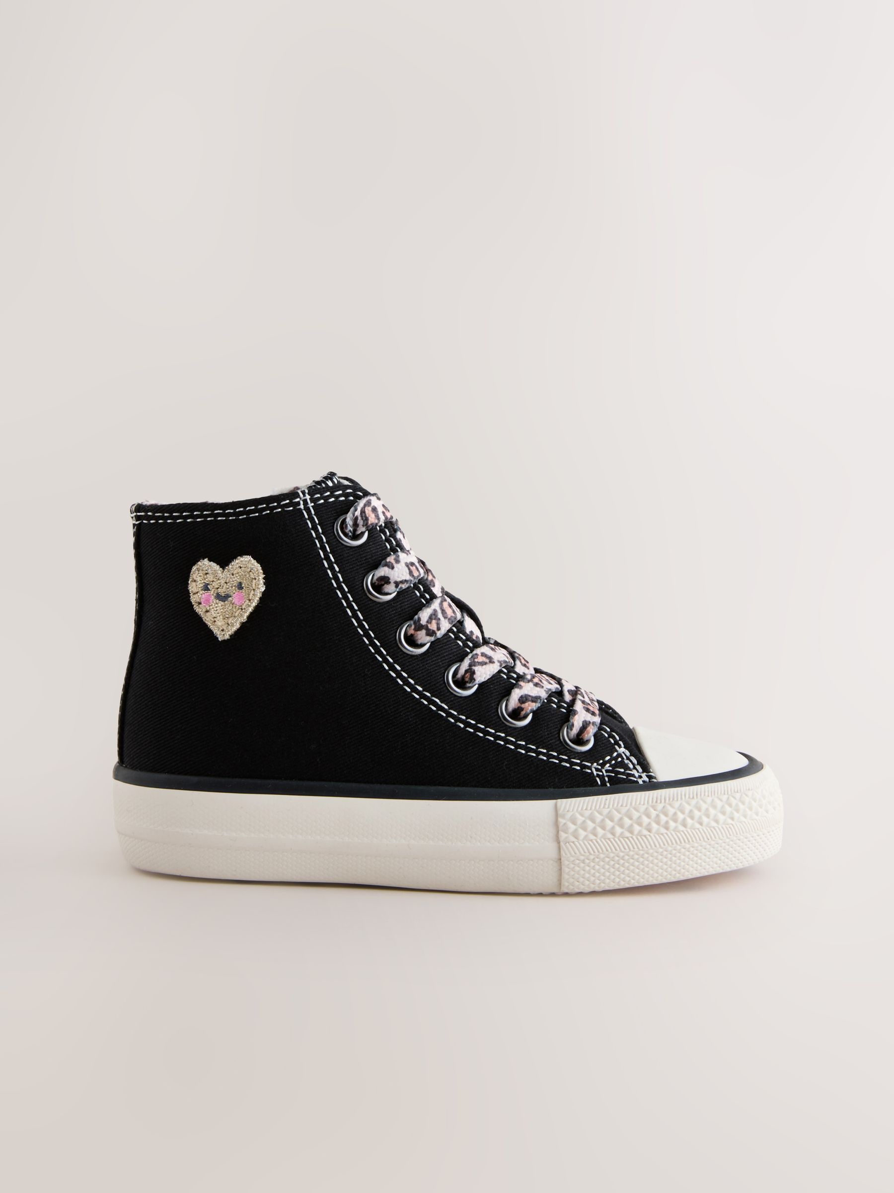 Buy Black/Animal Standard Fit (F) High Top Trainers from Next Romania