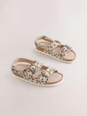 Tan Brown Leopard Print - Touch and Close Corkbed Sandals - صورة 1 من 6