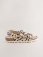 Tan Brown Leopard Print - Touch and Close Corkbed Sandals - صورة 2 من 6