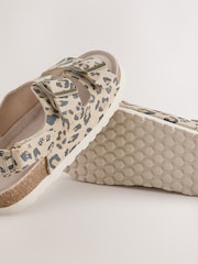 Tan Brown Leopard Print - Touch and Close Corkbed Sandals - صورة 3 من 6