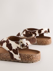 Leather Cow Print Cross Strap Sandals - Image 5 of 7