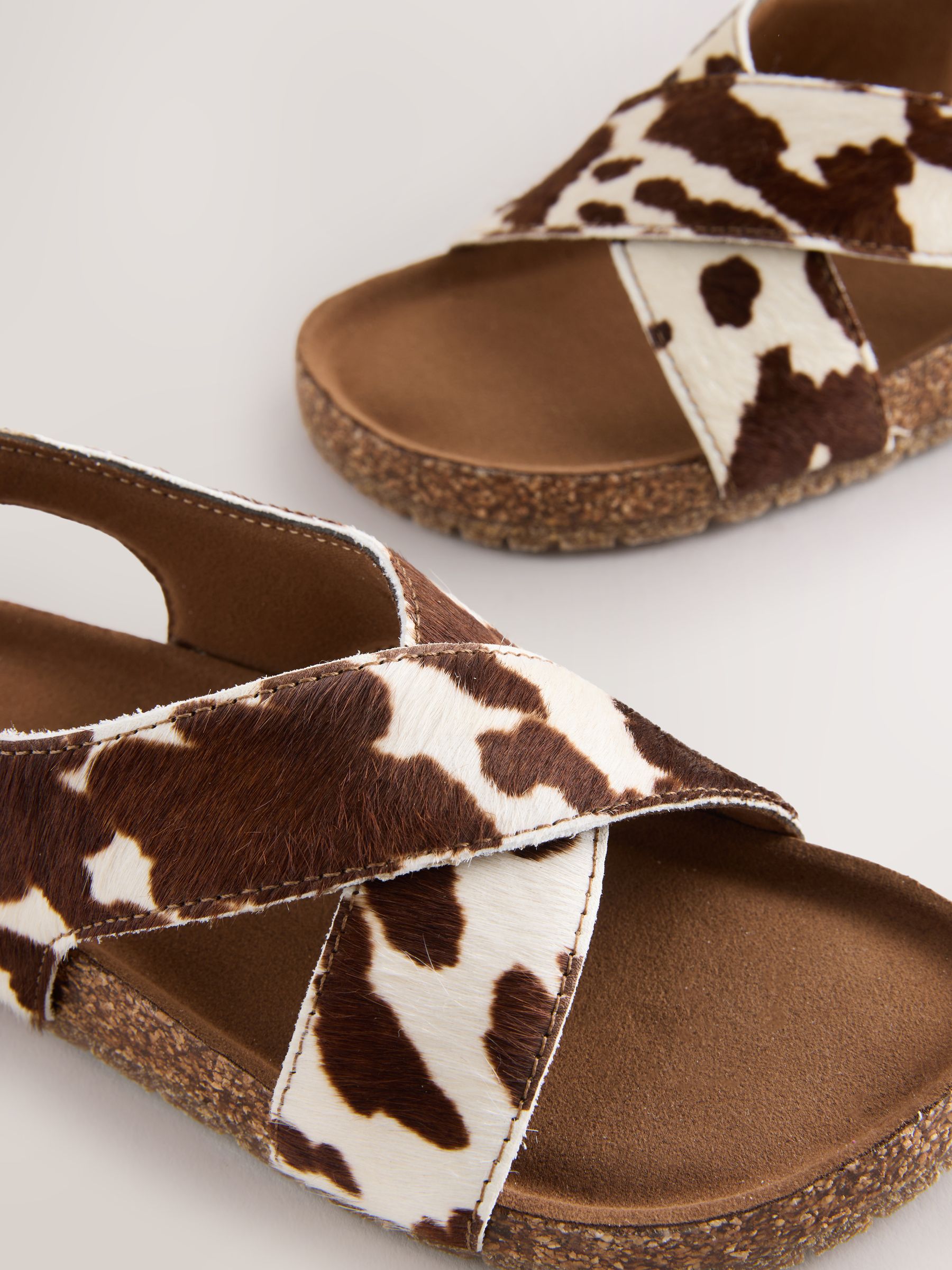 Buy Leather Cow Print Cross Strap Sandals from Next Switzerland