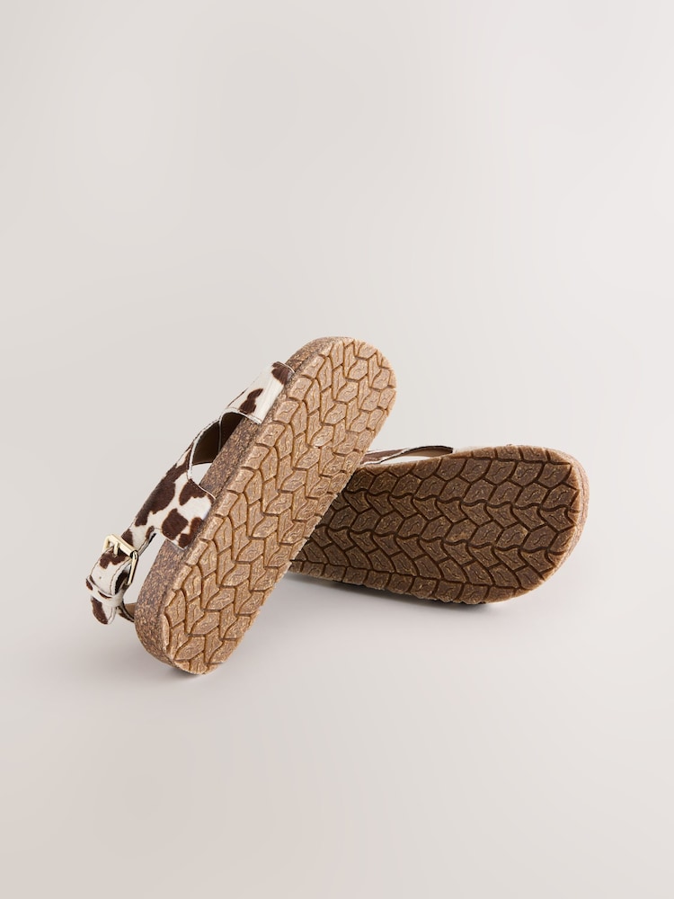 Leather Cow Print Cross Strap Sandals - Image 7 of 7