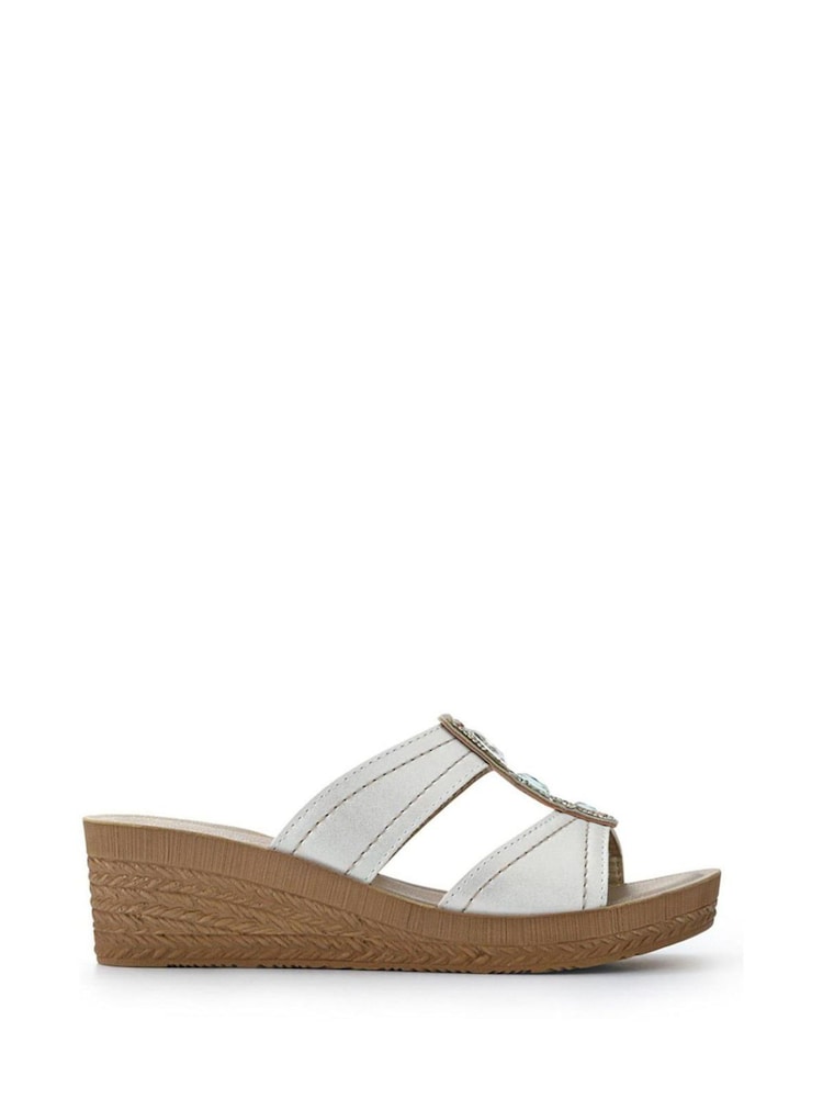 Branco - Pavers Extra Cushioned Slip On Wedge Mules - Imagem 1 de 5