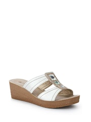 Branco - Pavers Extra Cushioned Slip On Wedge Mules - Imagem 2 de 5