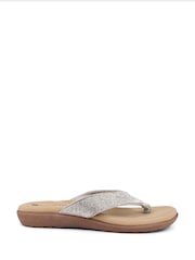 Pavers Silver Embellished Toe Post Sandals - Image 1 of 5