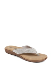 Pavers Silver Embellished Toe Post Sandals - Image 2 of 5