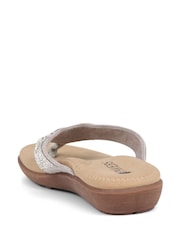Pavers Silver Embellished Toe Post Sandals - Image 3 of 5