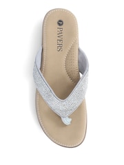 Pavers Silver Embellished Toe Post Sandals - Image 4 of 5