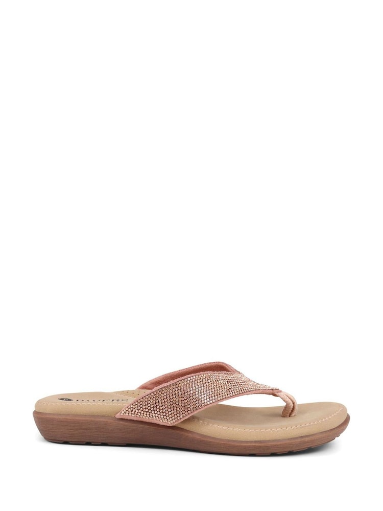 Pavers Gold Embellished Toe Post Sandals - Image 1 of 5