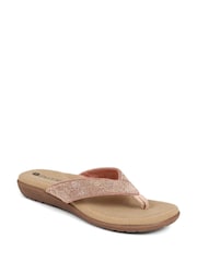 Pavers Gold Embellished Toe Post Sandals - Image 2 of 5