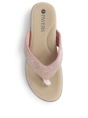 Pavers Gold Embellished Toe Post Sandals - Image 4 of 5