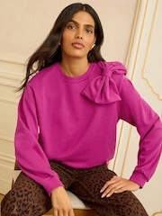 Růžová - Love & Roses mikina na ramenou s mašlí - Obrázek 1 z 4