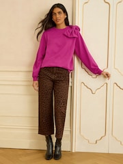 Růžová - Love & Roses mikina na ramenou s mašlí - Obrázek 3 z 4