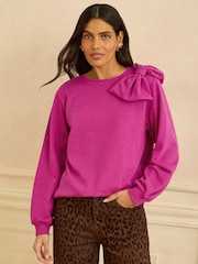 Růžová - Love & Roses mikina na ramenou s mašlí - Obrázek 4 z 4